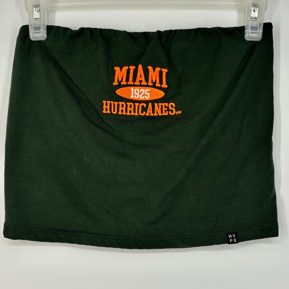 Hype and Vice Womens Medium Tube Cropped Top Dark Green Univ of Miami Hurricanes